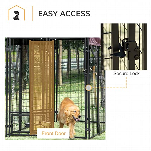 image for PawHut 8' x 4' x 6' Outdoor Dog Kennel with Rotating Bowl Holders, Wal