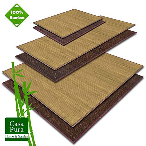 casa pura Estera de Bambú - Alfombra Madera Natural | Tibet | 100% Natural y Antideslizante | 2 Colores, Varios tamaños (Natural, 150x200 cm)