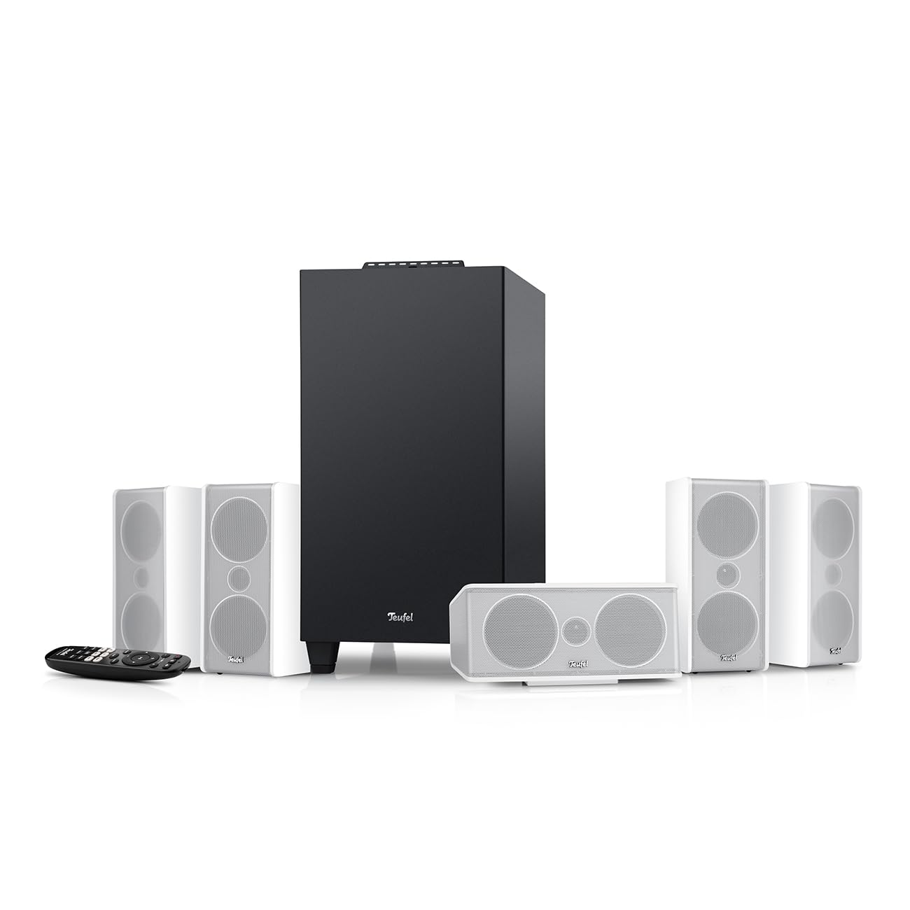 Teufel CONSONO 35 Système Home Cinéma Surround 5.1 avec Bluetooth, Dolby Audio, HDMI Arc CEC (Blanc)
