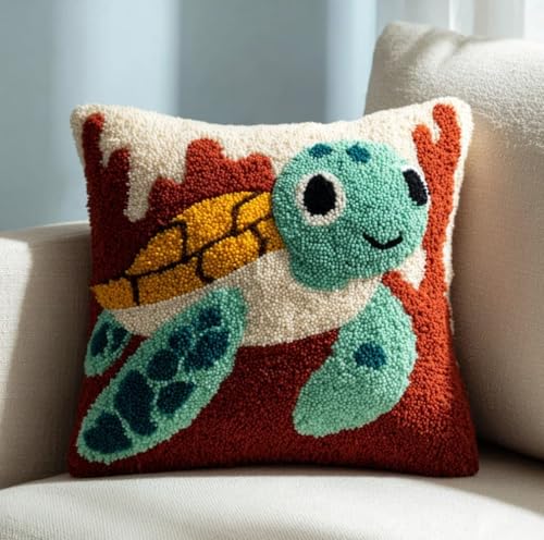 Kit tapis point noué débutants et adultes housse coussin tortue 3D