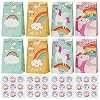 Zitfri Cadeautasjes, van papier, voor kinderverjaardag, eenhoorn-regenboogmotief, 24 stuks, met 36 stickers, voor…