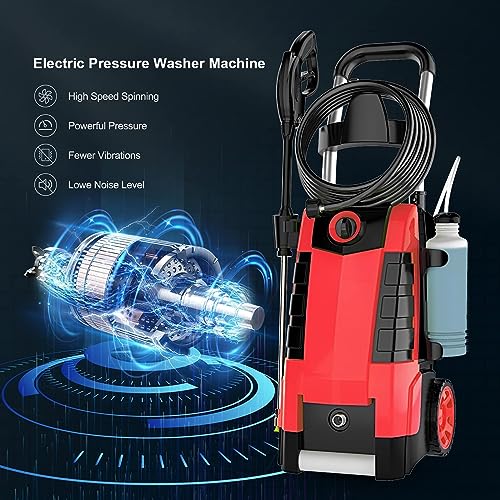 Suyncll Pressure Washer, 1.9GPM Electric Power Washer,1800W High Pressure Washer, Professional Washer Cleaner, with 4 Nozzles, Soap Bottle and Hose Reel, Best for Cleaning Cars,Driveways,Patios - Thumbnail 6