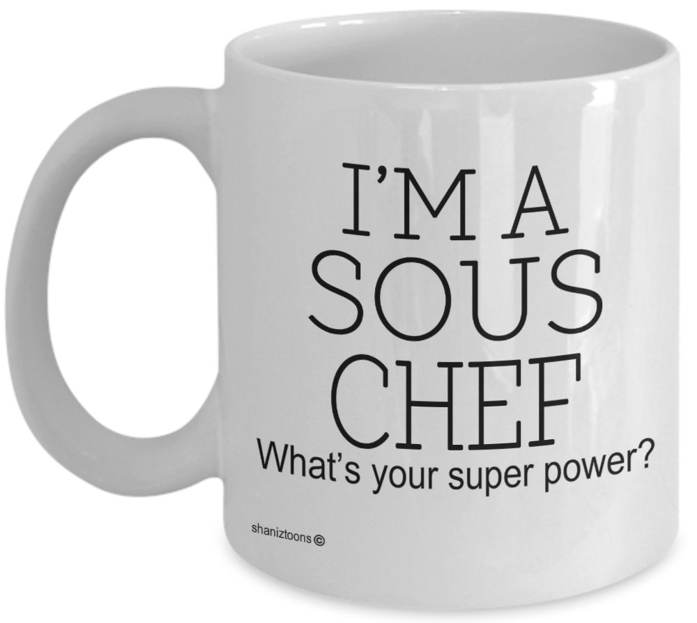 Shaniztoons White Sous Chef Novelty Gift Mug