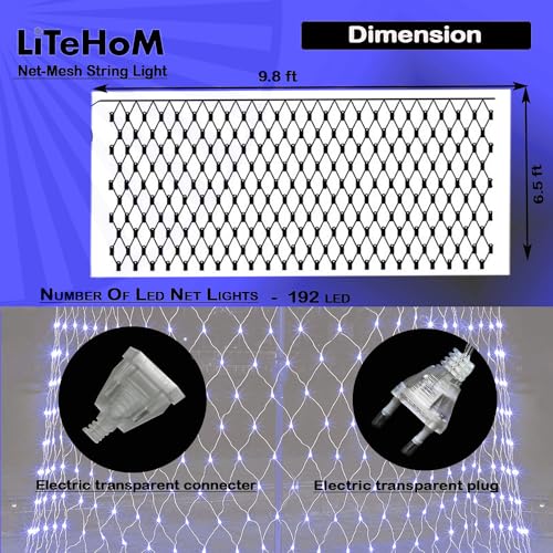Image of LED Net Mesh String Lights, 9.8Ft X 6.6Ft, 192 LEDs, Still Modes Diwali Decor with Diwali Lights for Home Decoration! LED Diwali Light, LED Lights for Home Decoration (3x2 Net Blue)