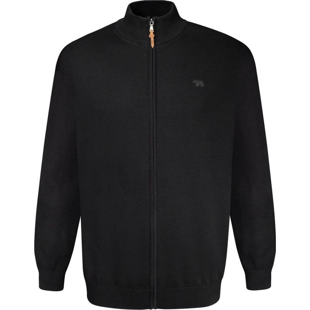 D555 Mens Plus Size Franco Basic Zip Through Sweater 5XL Black