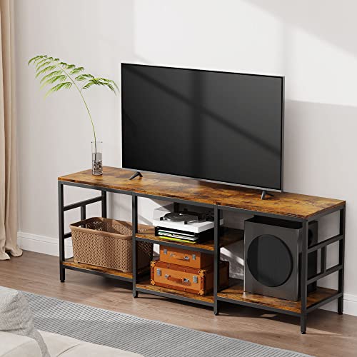 Amosic Tv Stand Media Entertainment Center With Power Outlet, Tv Stand For 55 60 65 70 Inch Tv, Tv Table, Entertainment Center, 3-Tier Tv Console, For Living Room, Entertainment Room #TOP4