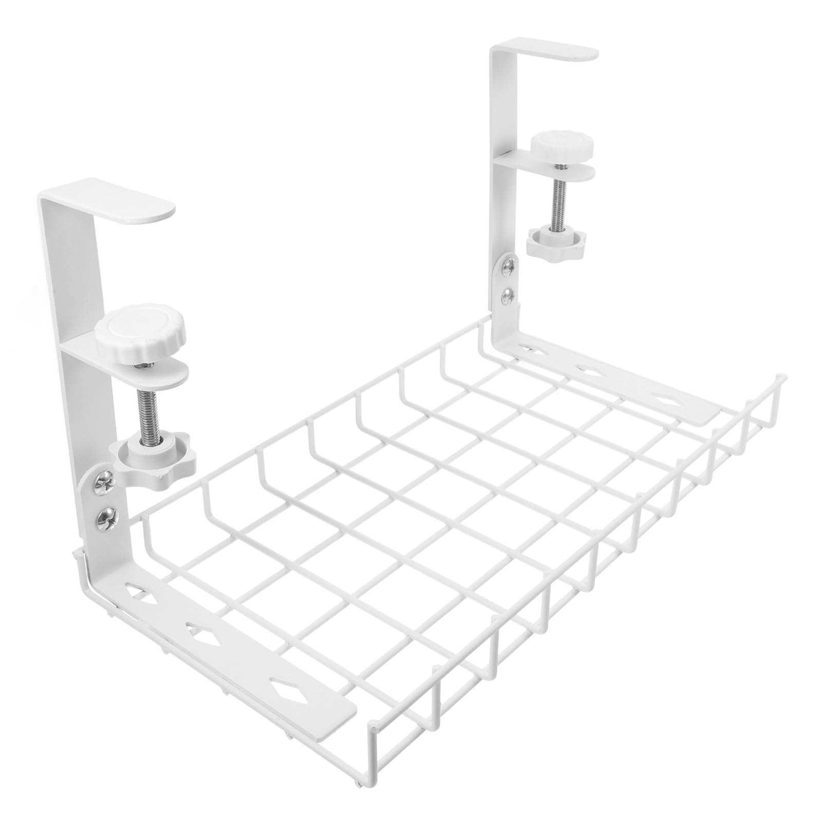 Anneome Organizzatore Cavi Sotto Scrivania senza Trapano Grande Capacità in Ferro Bianco, Design Multifunzionale e Moderno per Ufficio e Gaming Setup