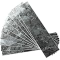 AULIGET 40-Piece Polished Dark Grey Marble Peel and Stick Backsplash Wall Tiles, 3" x 12" PVC Faux Stone Stick on Tiles for Backsplash Kitchen, Bathroom, Laundry Room, Camper, Fireplace