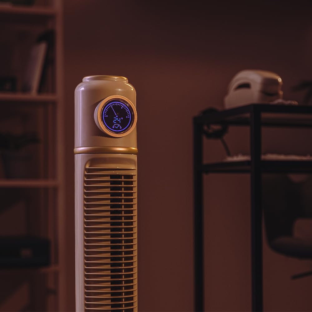 Cecotec - Ventilateur de Colonne EnergySilence 1090 Skyline Retro Smart Green - 40 W, Diamètre 81 cm, LED et Télécommande, 3 Vitesses, 3 Modes, Minuterie 12 Heures, Oscillation á 72º