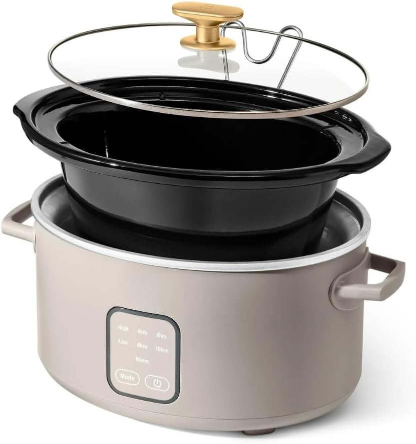 Wonderful 4-Qt Programmable Slow Cooker-5 Preset Cooking Functions, Digital Countdown Timer, Dishwasher-Safe Parts and Cool-Touch Handles (Porcini Taupe)