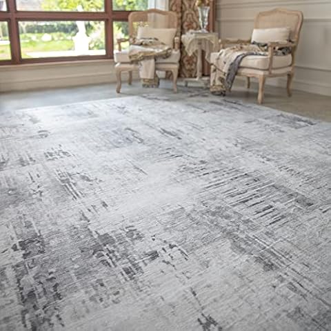 RESARE Modern Abstract Area Rugs 5x7 Distressed Rug Machine Washable, Ideal Home Decor, Gray Cover
