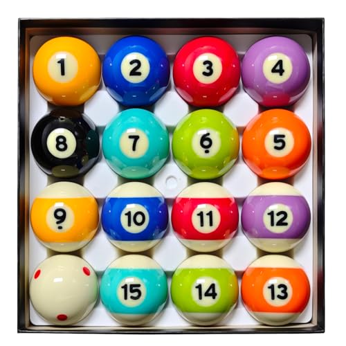 MoyanSuper Pool Balls Set â€“ 2-1/4\" Regulation Billiard Balls, 16 Resin Ball Set for Pool Tables, Complete Standard Replacement