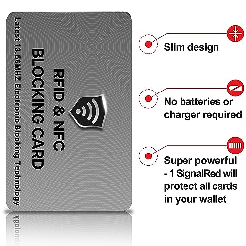 Image of SaiTech IT 2 Pack RFID Blocking Cards, One Card Protects Entire Wallet Purse for Men & Women, NFC Contactless Bank Debit Credit Card Protector ID ATM Guard Card - Grey