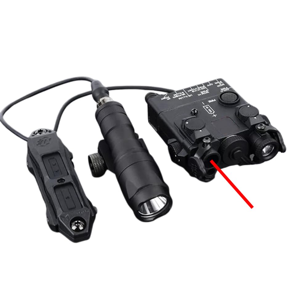 Nylon DL-A2 Box Aiming Laser Sights(with Red Laser+IR Laser+Flashlight&Mount),& M300A Strong LED Flashlight,& Modular Dual Wire Remote Pressure Switch(SF+2.5 Plug) Combo,Black