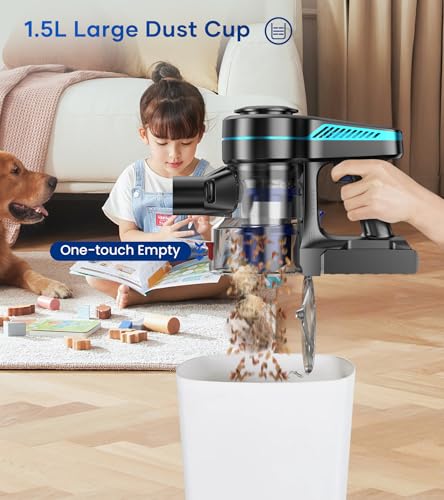 Image of NADALY Cordless Vacuum Cleaner for Home, 500W 40KPA Stick Vacuum Cordless with 45Mins Runtime, Anti-Tangle, Lightweight, 1.5L Dust Cup, 8-in-1 Rechargeable Vacuum for Hardwood Floor Carpet Pet Hair