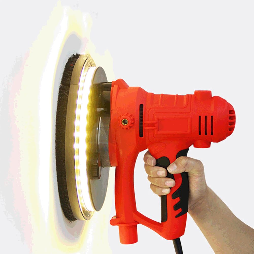 MiBoce Handheld Drywall Sander, 1250W Electric Drywall Sander, with Dust Collection Bag & Pipe, 360° Lighting, 6 Speed Adjustment, Automatic Dust, for Wall Smoothing, Polishing