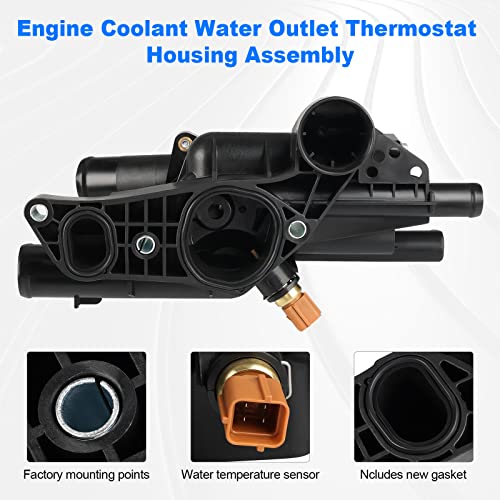 WMPHE Engine Coolant Thermostat Housing Assembly Replacement for 256002G600 Compatible with 2008-2010 Hyundai Sonata/Kia Rondo, 2009-2010 Kia Optima 2.4L - Thumbnail 2