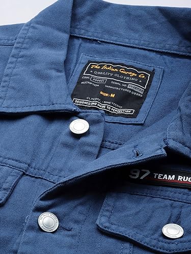 Image of The Indian Garage Co Men Slim Fit Badges Trucker Jacket