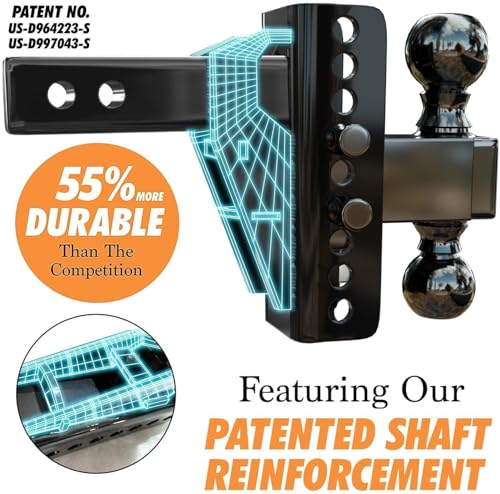 Image of Adjustable Gooseneck Drawbar Trailer Hitch - 20,000 LBS, Fits 2 and 2-5 /16 Inch Balls, US Gov Tested & Certified, Gooseneck Trailer Hitch Adapter for RV Towing, Motorcycles & Powersports