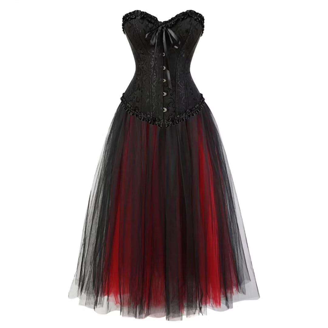 Grebrafan Bustier Corset Mariée et Jupe Tulle Femme Longue