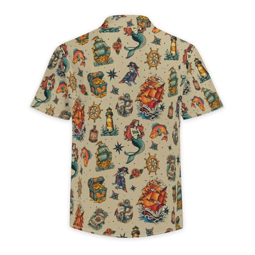 Funny Hawaiian Shirt for Men Vintage Print Short Sleeve Button Down Casual Summer Party Shirt3