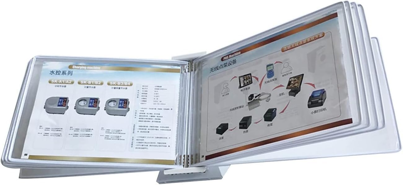 SnamicE Desktop Reference Organizer, File Organizer for Desk - Desktop Reference Organizer, Wall-Mounted Menu Display, Desk Display Unit,White