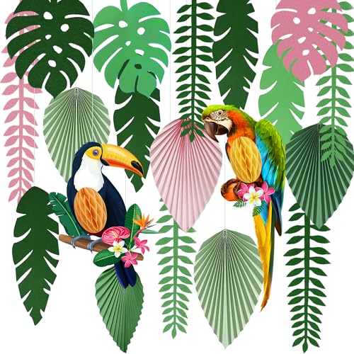 YBwanli Decorações para festas, decoração de aniversário, tema de selva tropical, decoração havaiana festa, decorações de festa reutilizáveis de papel, combinação perfeita com a natureza.