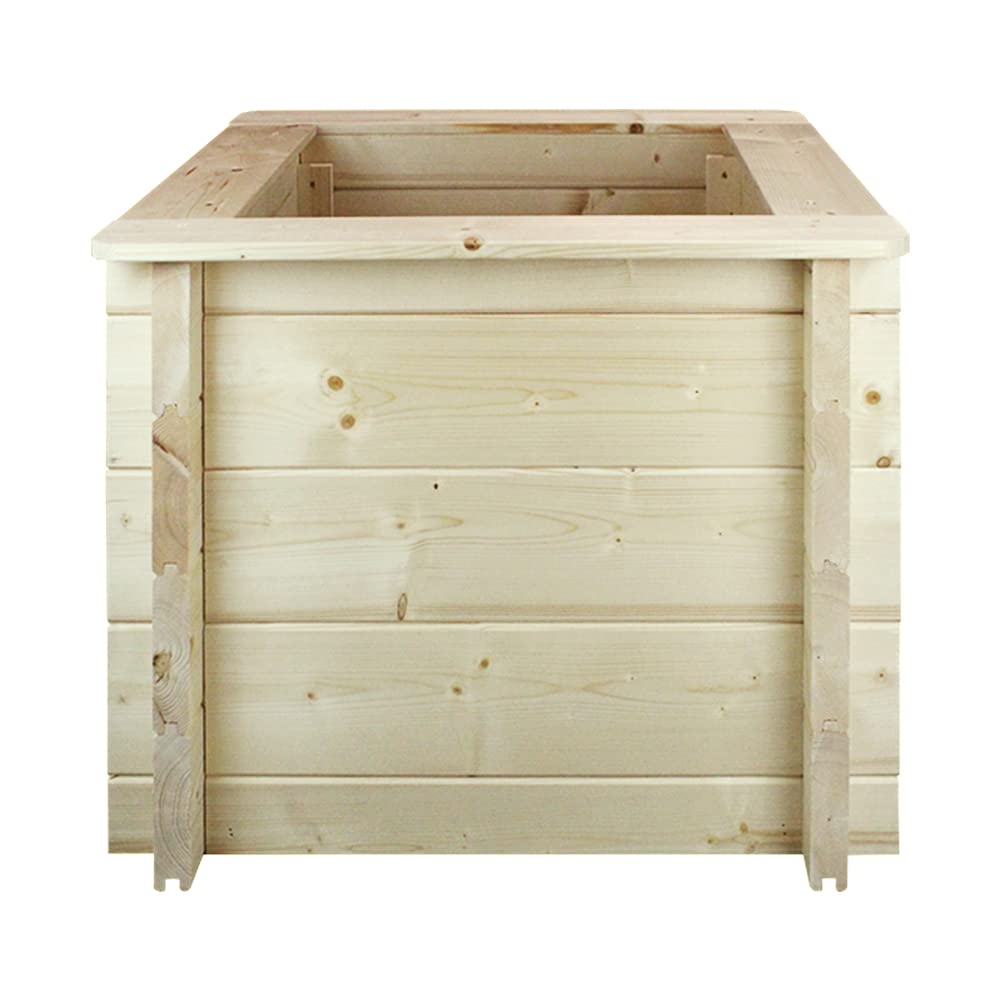 TIMBELA Carre Potager Exterieur Bois - Jardinieres Exterieur pour Jardin, Balcon, Terrasse – pour Fleurs, Herbes aromatiques, Légumes- Bois Massif pin/épicéa 28 mm, 58x58xH46 cm, M617