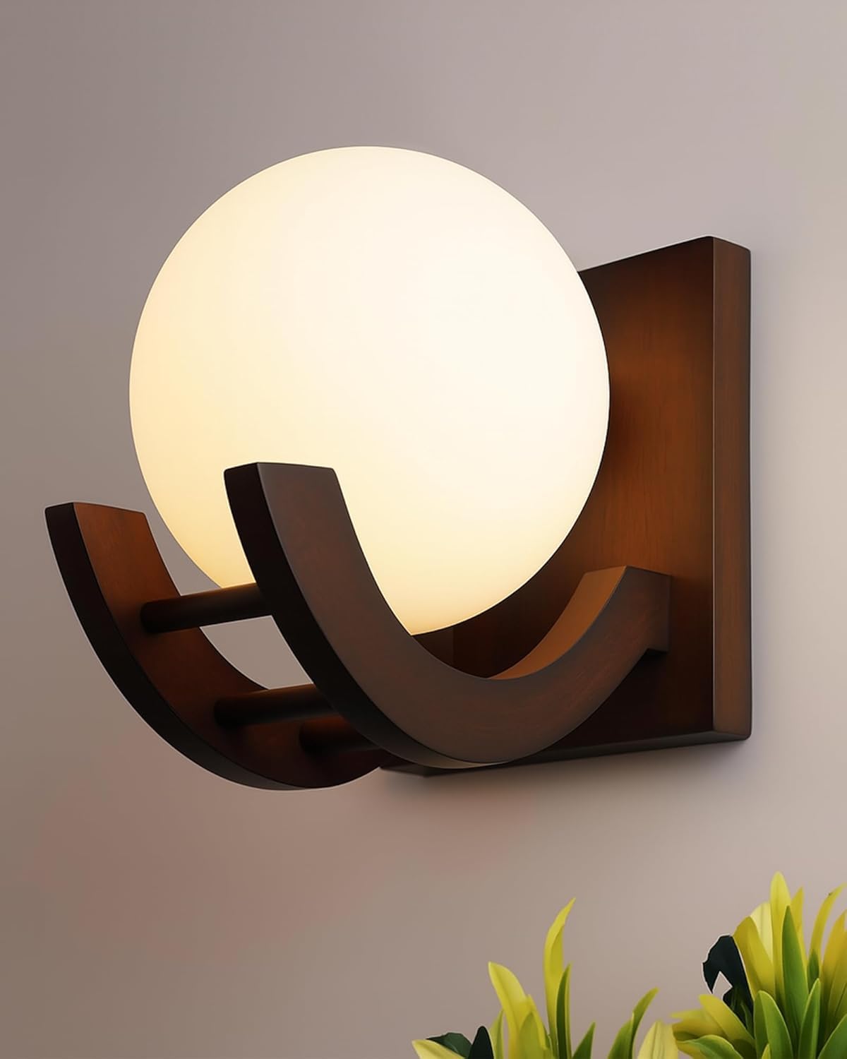 TRIXY Modern Globe Wall Light Lamp Shade for Home Decor | Elegant Gold Wall Lamp | Decorative LED Wall Sconce for Living Room, Bedroom, Hallway | Metal Wall Mounted Light (White Wall Lamp)-image-27