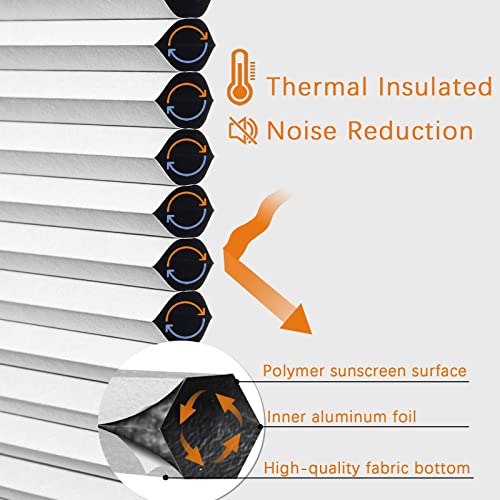 Persilux Custom Size 100% Blackout Cordless Cellular Shades & Blinds Honeycomb Blinds Bottom Up Waterproof Thermal Insulated Window Shades For Home, Windows And Kitchen White #TOP2