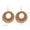 Rattan flower Earrings for Women Multicolor Daisy Raffia Straw Flower Drop Dangle Earrings Weaving Handmade Boho Summer Beach Jewelry-2 Pairs #5