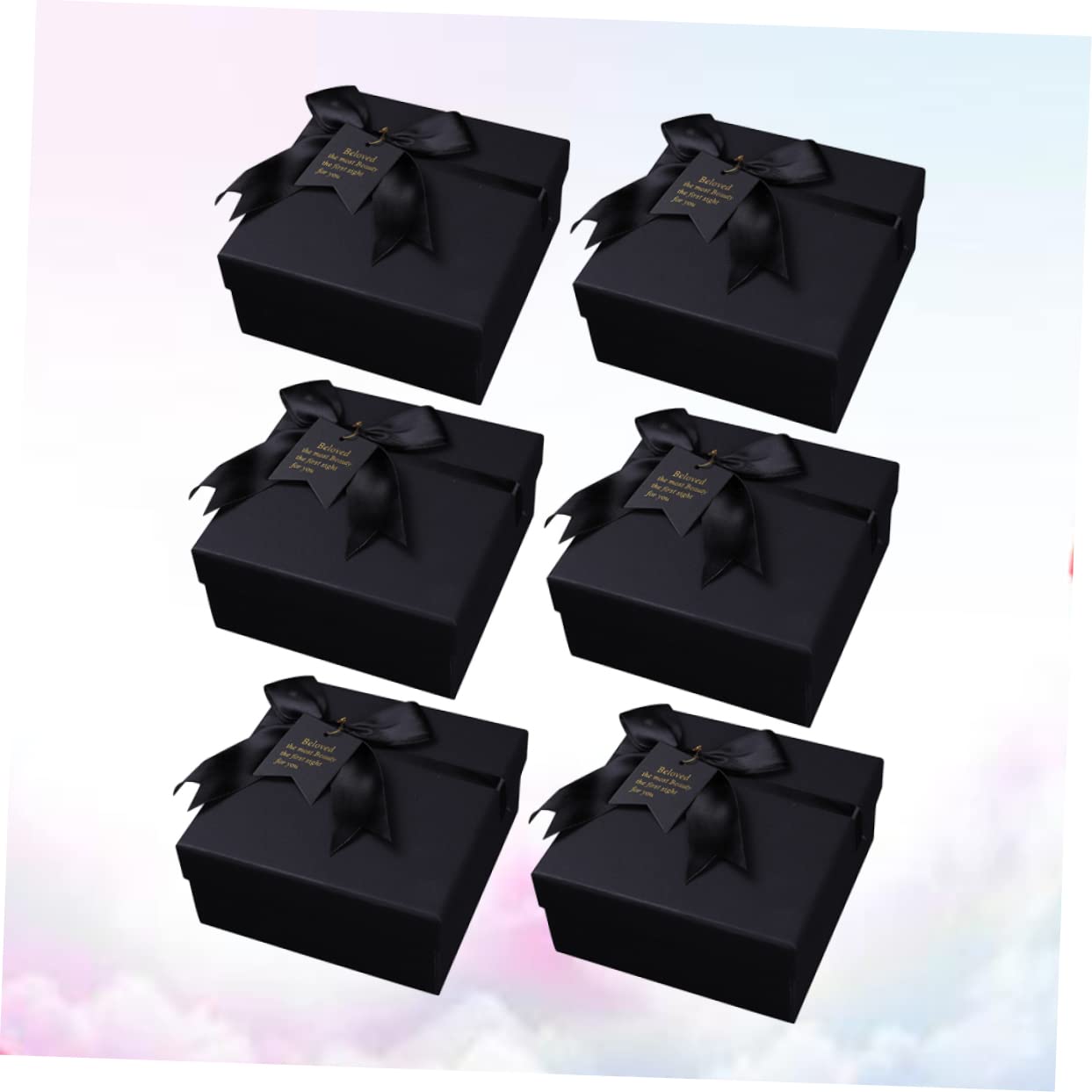 Healeved 6stücke Elegante Schwarze Geschenkkartons Mit Schleife Vielseitige Dekorative Verpackung Für Hochzeiten Valentinstag Partys Und Besondere Anlässe