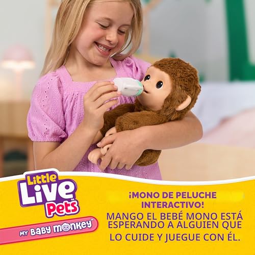 Miniatura 3 de My Baby Monkey de Little Live Pets: Mono Mango con más de 50 Sonidos y reacciones. con su expresiva Boca móvil, Come y se Chupa el Dedo. Se cuelga de Las Manos y los pies, ¡como un Mono de Verdad!
