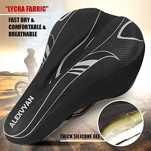 AlexVyan Advanced Gel Bicycle Saddle Seat Cushion Cover for Indoor
