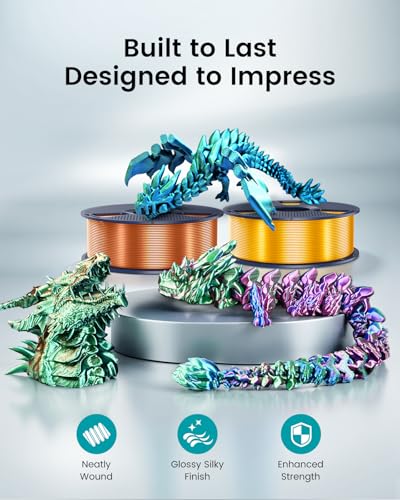 Image of SUNLU Silk PLA+ Filament 1.75mm, Chrome Like Gloss Finish, Smooth Silk Texture, Upgraded Formula for Stable Printing, 1kg(2.2lbs) PLA Plus 3D Printer Filament, Gold