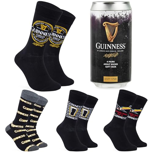 Guinness Gifts for Men Pack of 4 Calf Socks in a Can Soft Cotton Rich Socks Gifts for Boyfriend Husband Irish Gifts