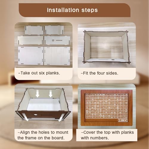 Money Saving Box, Wooden Savings Box, Money Saving Challenge with Numbers Tick with Counter, Reusable Cash Bank - Image 4