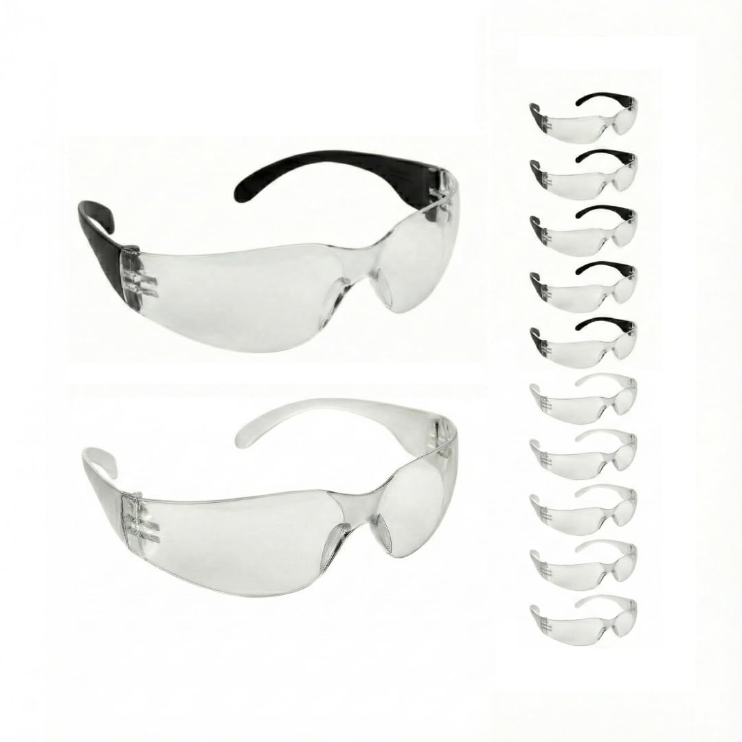 MaxWorks 51023 Safety Glasses 12-Pack – ANSI Z87.1 Certified, Impact & Scratch Resistant, Anti-Fog, Wrap-Around Polycarbonate Eyewear for Worksite &