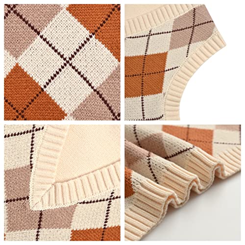 Image of Women's Sweater Vest,Y2K Sleeveless Pattern Preppy Style Knitted Crop Tank Top for Girl
