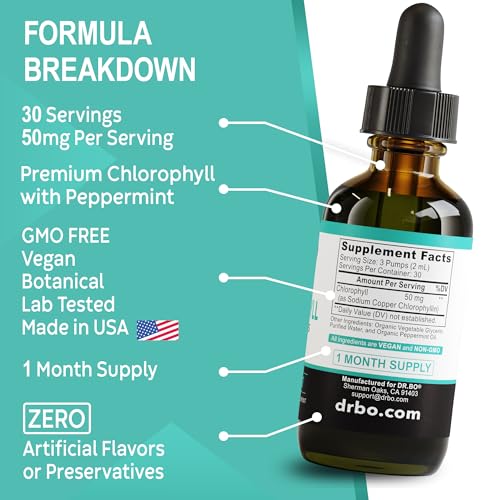 Dr. Bo Chlorophyll Liquid Drops Body Detox - Vegan Liquid Chlorophyll Drops Odor Cleanse Supplement thumb #7