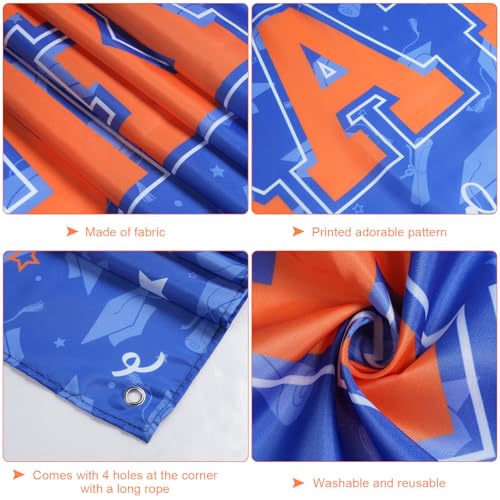 Image of 37Pcs Graduation Banner Balloon Decorations Class of 2026, Congrats Grad Banner Yard Outdoor Decorations, Graduation Balloons Banner Set for High School College Graduation Party Supplies, Blue Orange