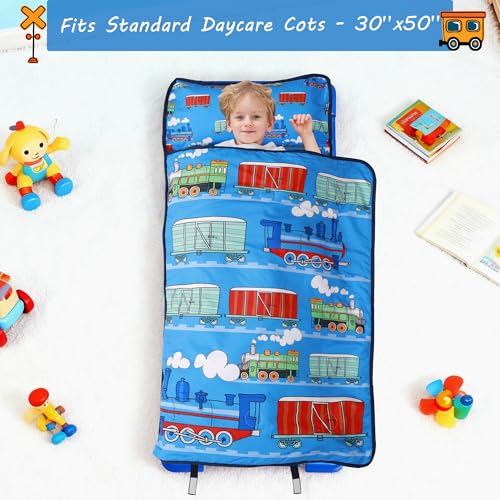Image of Lasoftan Toddler Nap Mat with Pillow and Blanket, Extra Large Rolled Napping Mats,Slumber Bags for Boys Girls,Kids Sleeping Bag for Daycare, Preschool Travel Camping