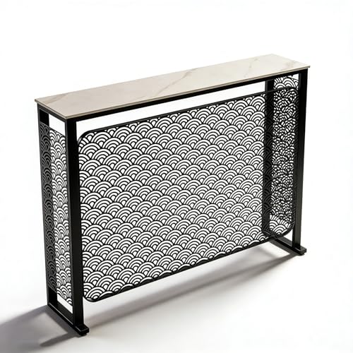 JCSRYD Mesa Consola Recibidor Moderna para Entrada, Consola Entrada de Piedra Sinterizada con Marco Metálico para Salón, Vestíbulo y Pasillo(Black,120cm/47in)
