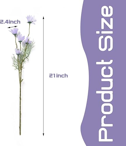 Miniatura 2 de Ramas de margaritas artificiales de seda, 12 unidades, flores silvestres falsas con tallos de margarita sintética, arbustos vegetales, arreglos de
