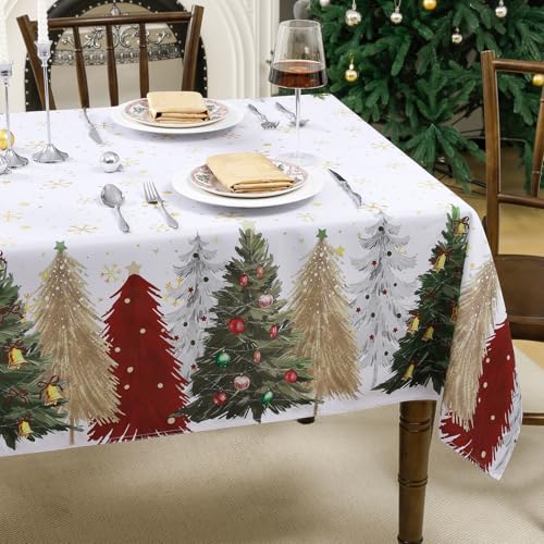 FIBORIA Tischdecke Weihnachten 140x240 cm Weiß Weihnachtstischdecke...