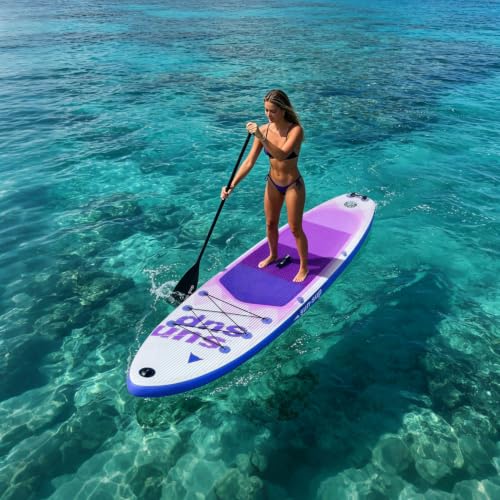 Image of Inflatable Stand Up Paddle Board Extra Wide SUP Board with Removable Fin with Premium SUP Paddle Board Accessories, Wide Stable Design, Non-Slip Comfort Deck for Youth & Adults