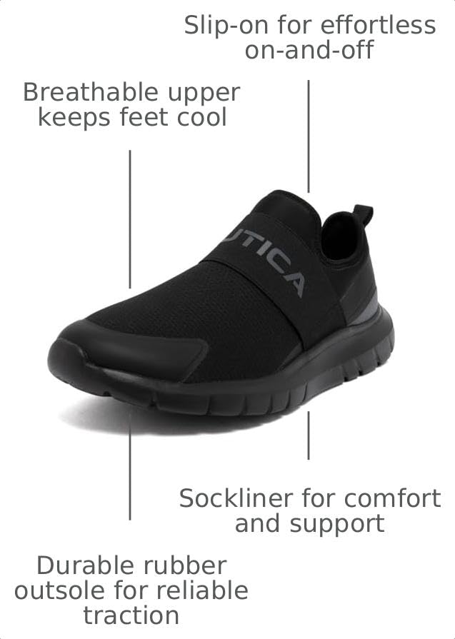 Image of Nautica Men's Slip-On Sneakers - Casual Fashion Shoes for Walking, in Medium & Wide Widths