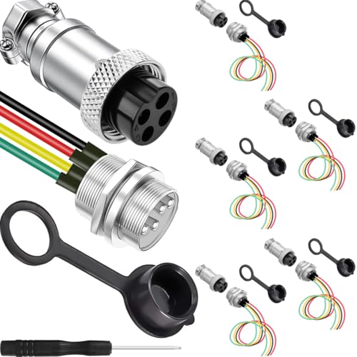 Conector de aviación GX16 4 pines con tapa impermeable 6 piezas miniatura 1