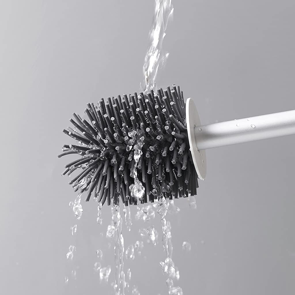 Cepillo de baño Soporte de cepillo de inodoro Cuarto de baño Larga manija de inodoro Cepillos de limpieza de pared Montaje en pared Cepillo de tazón 360 ° Sin ángulo muerto Limpieza de cepillo Accesor