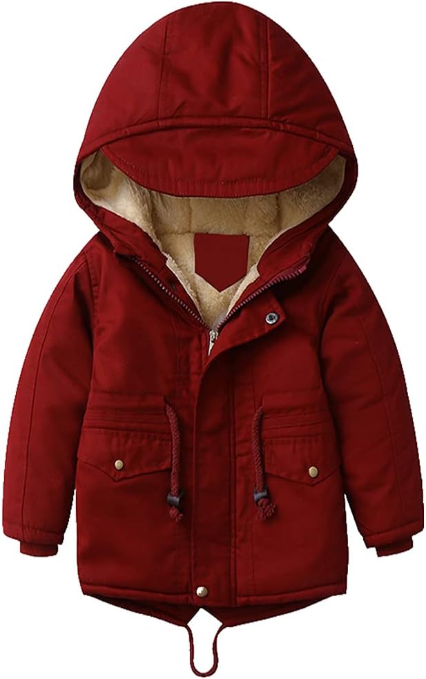 L SERVER Winterjas voor jongens en meisjes, warme hoodie outfits, dikke mantel, baby winterjassen, 104-110